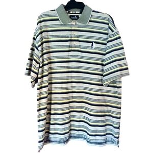 Ashworth Weather System Polo‎ Shirt Mens Large Activewear Golf Striped Yellow
